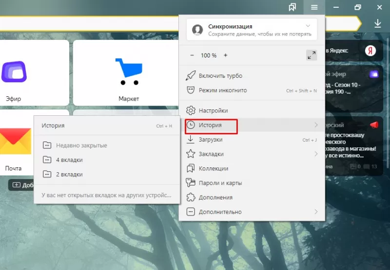 как открыть историю просмотров через адресную строку